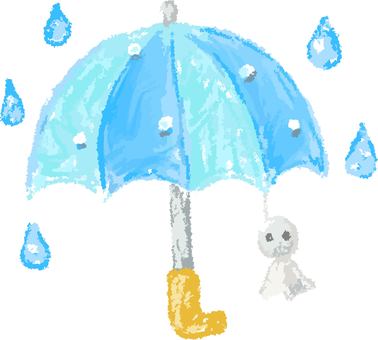 傘とてるてる坊主 傘,てるてるぼうず,6月,雨,梅雨,入梅,ベクター,水彩,パステル,手描きのイラスト素材