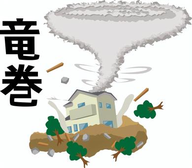 竜巻　　 竜巻,家屋,一軒家,被害,樹木,石,飛ぶ,大気,災害,脅威のイラスト素材