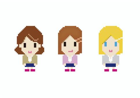 女子高生のドット絵 ドット,ドット絵,女子,女子高生,高校生,学校,制服,女,かわいい,女性のイラスト素材