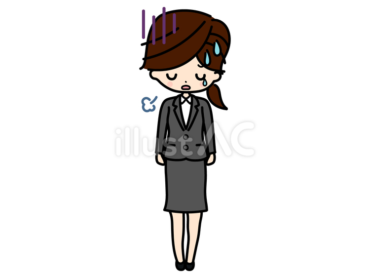 落ち込む女性・スーツ1/全身（カラー) 女性,人物,かわいいのイラスト素材