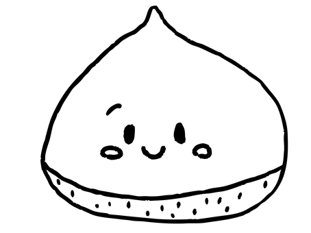 笑顔のかわいい栗（線画） 栗,かわいい,笑顔,ゆるい,デフォルメ,キャラクター,秋,旬,9月,10月のイラスト素材
