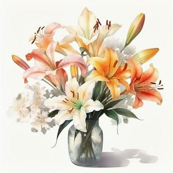 Illustration, lily, vase, flower, 