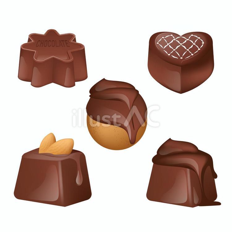バレンタインのセット（リアル、スイーツ、チョコ、チョコレートケーキ） バレンタイン,スイーツ,チョコレートのイラスト素材