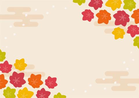 秋の紅葉の和柄背景素材03 敬老の日,秋,紅葉,もみじ,背景,敬老,フレーム,和柄,和風,紙吹雪のイラスト素材