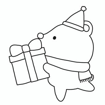 クリスマスプレゼントを持ったくま クリスマスプレゼントを持ったくま クリスマス,プレゼント,くま,サンタ,帽子,マフラー,冬,動物,持つ,モノトーンのイラスト素材
