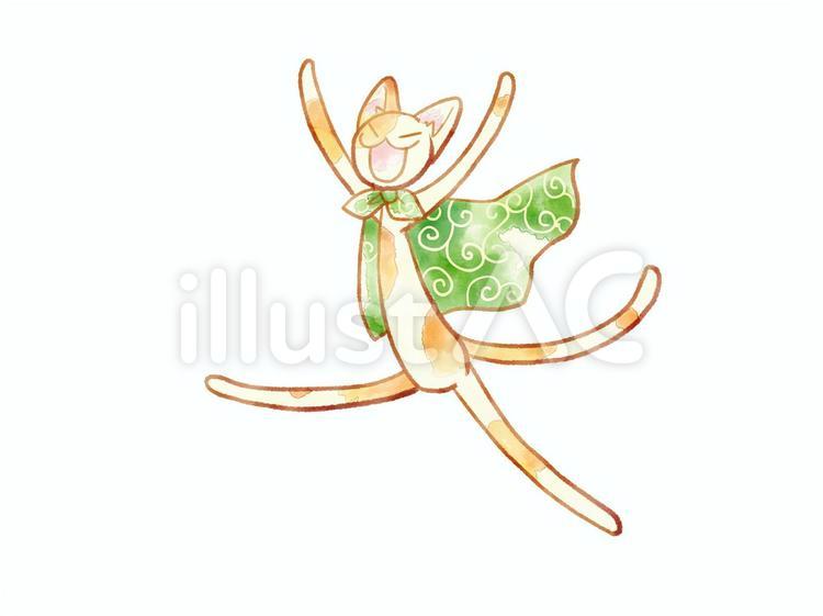 風呂敷マント猫 猫,可愛い,マントのイラスト素材