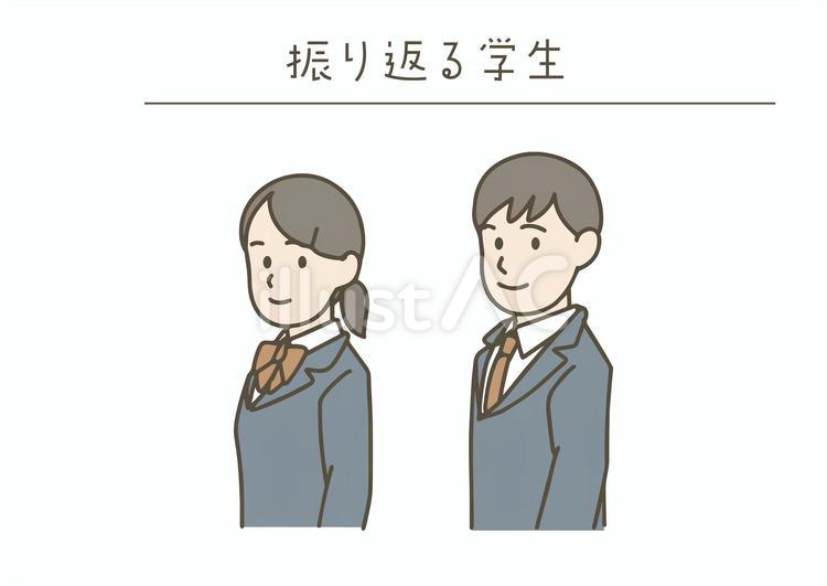 振り返る学生 学生,ブレザー,制服のイラスト素材