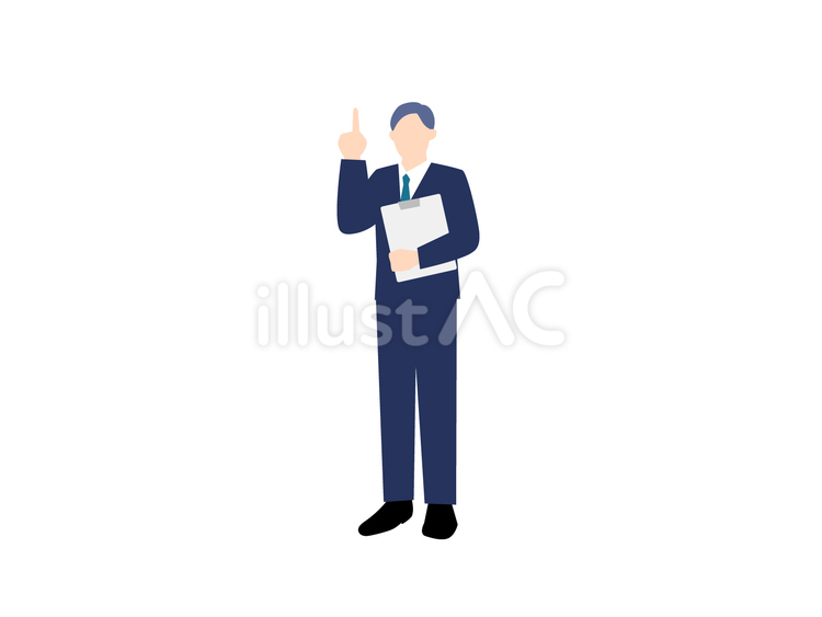 バインダーを持って提案している男性 バインダー,指を差す,提案のイラスト素材