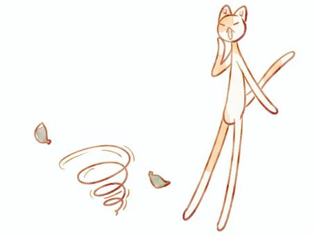 つむじ風猫 つむじ風猫 猫,可愛い,つむじ風,回る,巻き上げる,水彩風のイラスト素材