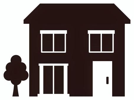 Monochrome building black and white silhouette_2-story house, JPG, PNG and AI Monochrome building black and white silhouette_2-story house, , JPG, PNG and AI