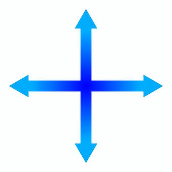 十字の青いグラデーション矢印 矢印,記号,マーク,アイコン,矢印イラスト,シンプル,フロー図,強調,案内,資料のイラスト素材