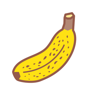 シュガースポットのあるバナナ(一本) バナナ,斑点,茶色,点々,完熟,熟す,果物,一本,おやつのイラスト素材