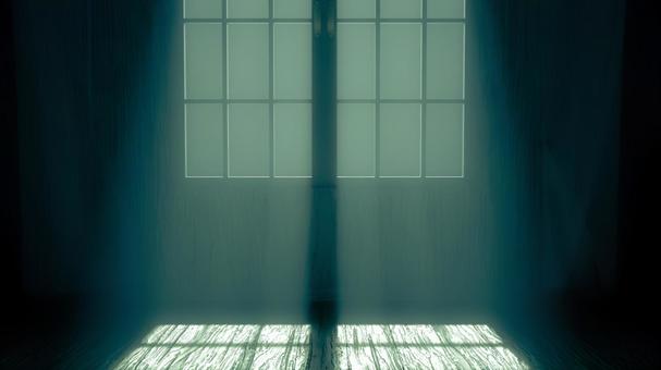 淡緑に染まる窓 光,影,床,木目,窓,光線,静寂,午後,余韻,幻想のイラスト素材