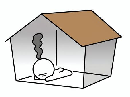 家の中で倒れている棒人間 家,倒れる,棒人間,気絶,自宅,住宅,建物,かわいい,シンプル,人物のイラスト素材