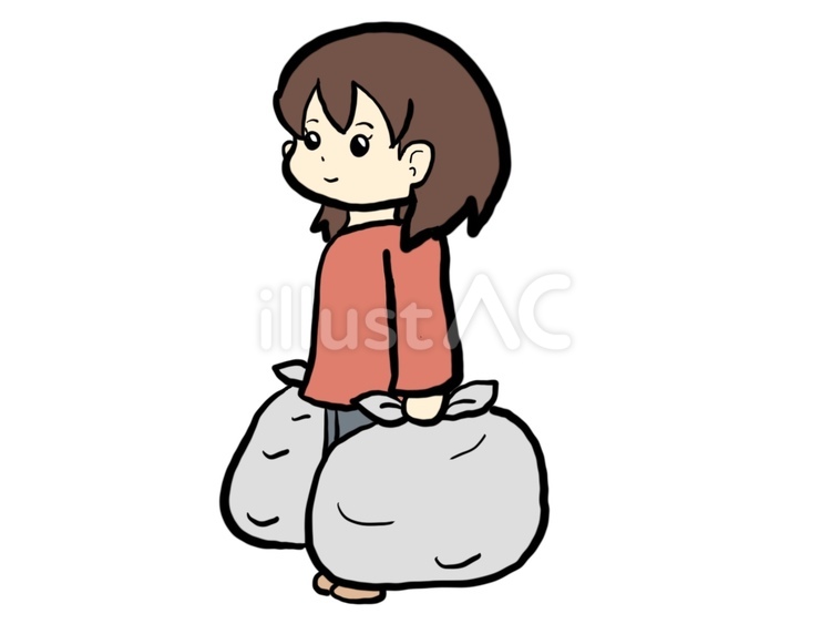 ゴミ捨てに行く女性 ゴミ捨て,女性,掃除のイラスト素材