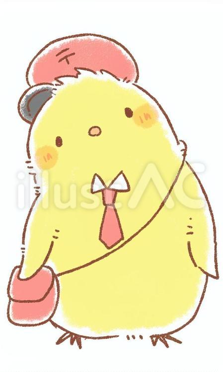 首をかしげるセキセイインコの郵便屋さん セキセイインコ,黄色,鳥のイラスト素材