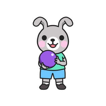 ボーリングの投げ方をイメージするウサギ ボーリング,ボウリング,ボーリング場,遊び,大会,ストライク,ボール,球,ゲーム,友達のイラスト素材
