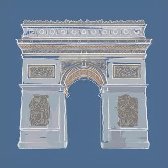 凱旋門 凱旋門,エトワール凱旋門,戦勝アーチ,遺跡,観光地,パリ,ラフ画のイラスト素材