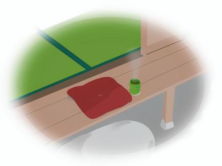 縁側でまったりする風景 縁側,湯呑み,座布団,まったり,風景,日本家屋のイラスト素材