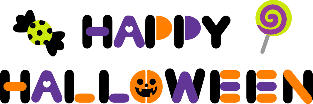 ハロウィンの文字とイラスト ハッピーハロウィン,10月,文字,絵文字,カラー,ポップ,シンプル,カボチャ,ランタン,かわいいのイラスト素材