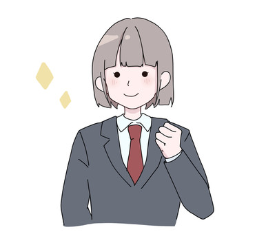 ガッツポーズをする女性 女性,人物,社会人,制服,ガッツポーズ,元気,女,かわいい,シンプル,社員のイラスト素材