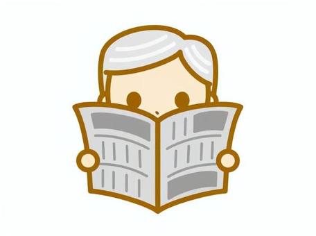 新聞を読むおじいちゃん 新聞,おじいさん,人物,ニュース,生活のイラスト素材