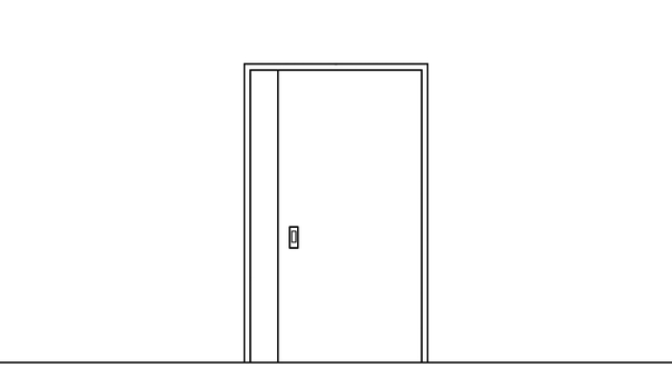 扉(線画)3_2 扉,引き戸,片開き,線画,少し開く,入口,出口,シンプルのイラスト素材