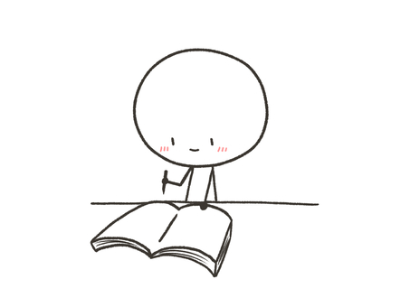 勉強をする棒人間 棒人間,人,人物,本,勉強,学校,塾,宿題,学生,かわいいのイラスト素材