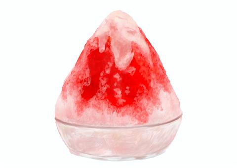 Illustration, shaved ice, strawberry, syrup, 