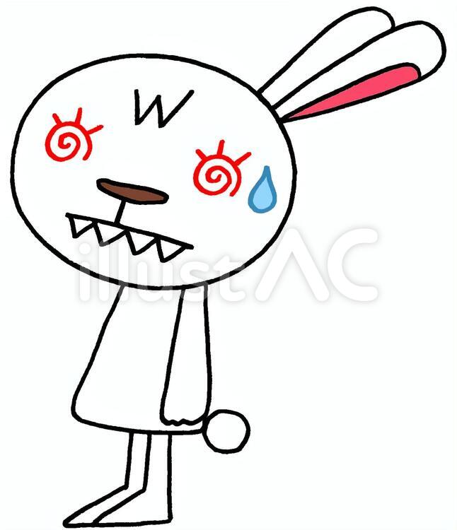 ウサギキャラ・緊張 ウサギ,うさぎ,兎のイラスト素材