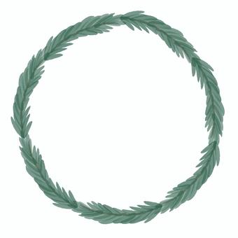 水彩グリーンリース（針葉樹・細） 水彩,植物,リース,フレーム,素材,もみの木,冬,冬もの,シンプル,針葉樹のイラスト素材