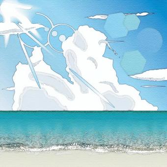 Illustration, sea, beach, summer, 