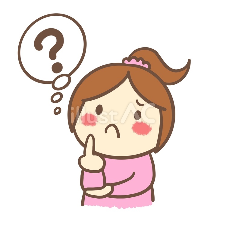 ハテナマークを浮かべ考える主婦のイラスト 疑問,悩む,考えるのイラスト素材