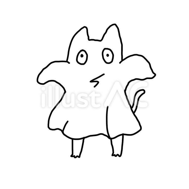 おばけの仮装をするねこ ねこ,猫,白猫のイラスト素材