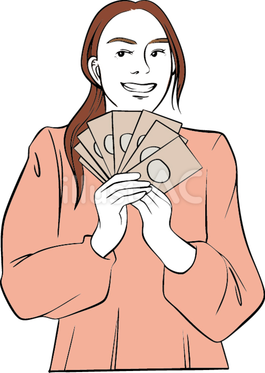 お金を稼ぐ女性 お金,儲ける,稼ぐのイラスト素材