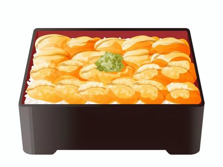 ウニ重 ウニ重,丼もの,料理,食べ物,ウニ,ご飯,米,ワサビ,お重のイラスト素材