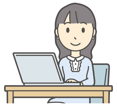  ワンピースお嬢様-523-バスト パソコン,笑顔,お嬢様,女性,女の子,オシャレ,人物,かわいい,微笑む,にっこりのイラスト素材