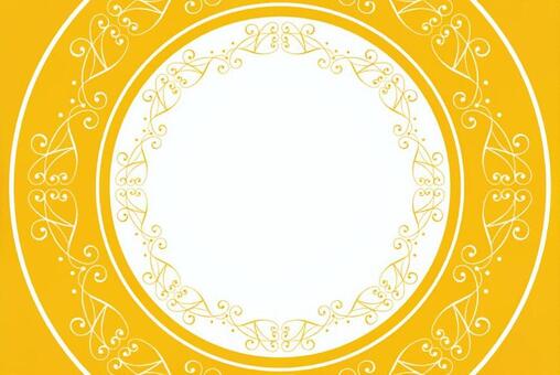 ポストカード輪・山吹色 手紙,ポストカード,メッセージカード,カード,円形,丸,輪,レース,レース模様,レース柄のイラスト素材