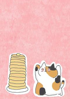 パンケーキと三毛猫ちゃん パンケーキと三毛猫ちゃん かわいい,パンケーキ,デザート,スイーツ,甘い,おやつ,たくさん,たっぷり,いっぱい,喜ぶのイラスト素材