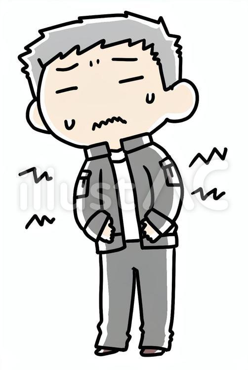 おなかに違和感のあるおじいさん おなか,違和感,おじいさんのイラスト素材