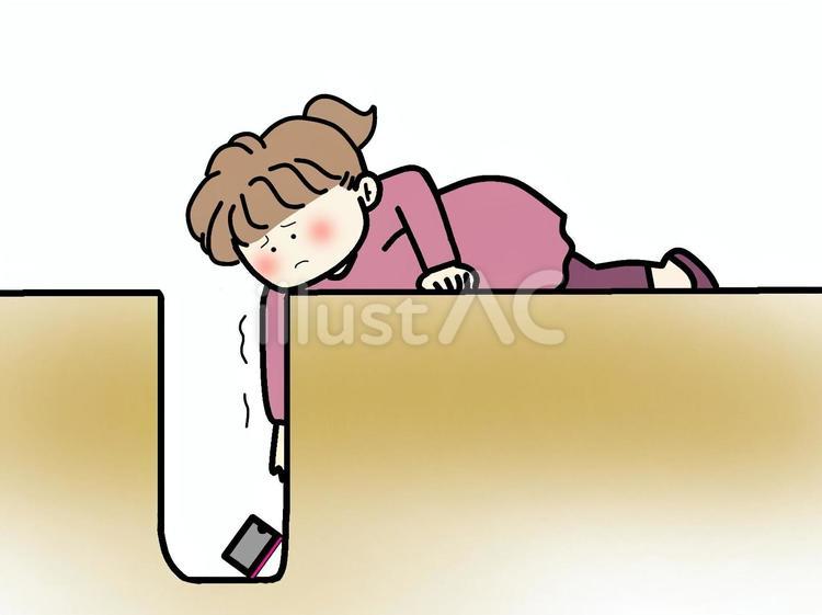 穴に落としたスマホを拾う女性 挿絵,女性,女子のイラスト素材
