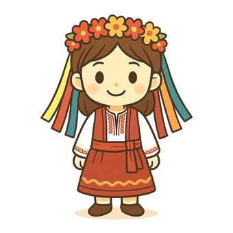 ウクライナの民族服の女の子