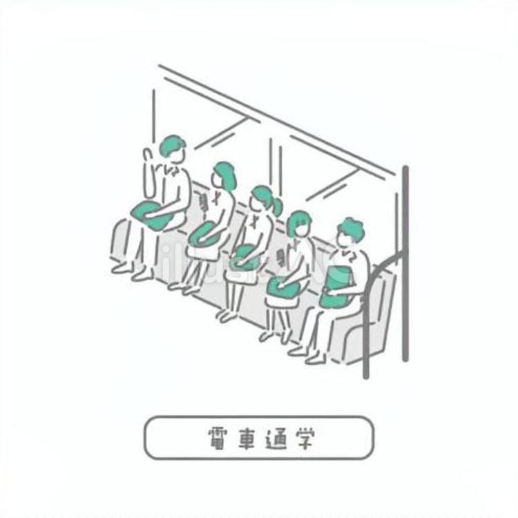 通学　先生のためのイラスト 電車通学,生徒,友だちのイラスト素材