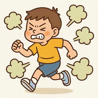 四方八方におならをふりまく小学生