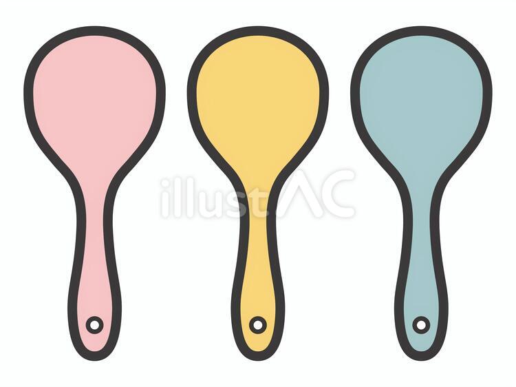 しゃもじ３色セット02 しゃもじ,調理器具,ご飯のイラスト素材