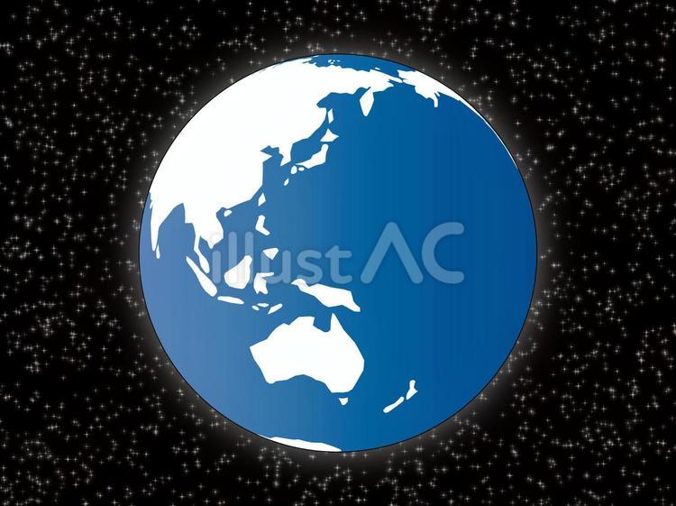 キラ星瞬く宇宙に浮かぶ地球 宇宙,空間,地平線のイラスト素材