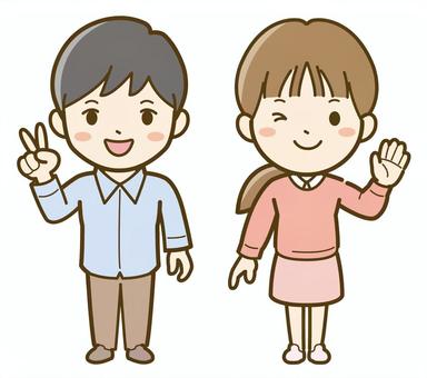 長袖の男の子・女の子02_25 子供,子ども,こども,人物,人,小学生,男の子,女の子,男子,女子のイラスト素材
