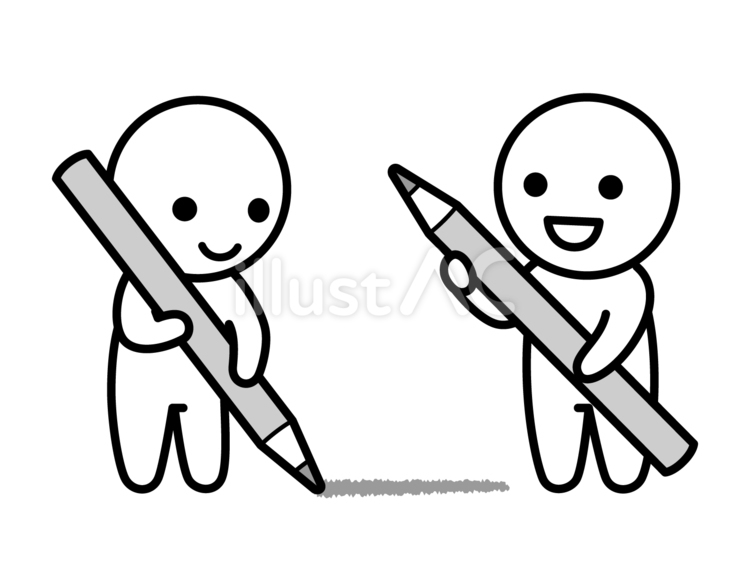 鉛筆を持つ棒人間 人物,棒人間,鉛筆のイラスト素材
