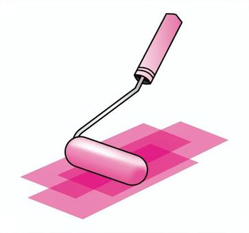 塗装ローラー　ピンク 塗装,外壁塗装,ペンキ塗り,塗る,ペンキ,塗装ローラー,ローラー,diy,職人,ペイントのイラスト素材