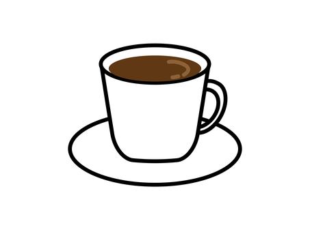 ホットコーヒー ホットコーヒー,コーヒー,ブラックコーヒー,ブラック,珈琲,コーヒーカップ,カップ,コーヒーカップソーサー,ソーサー,陶器のイラスト素材